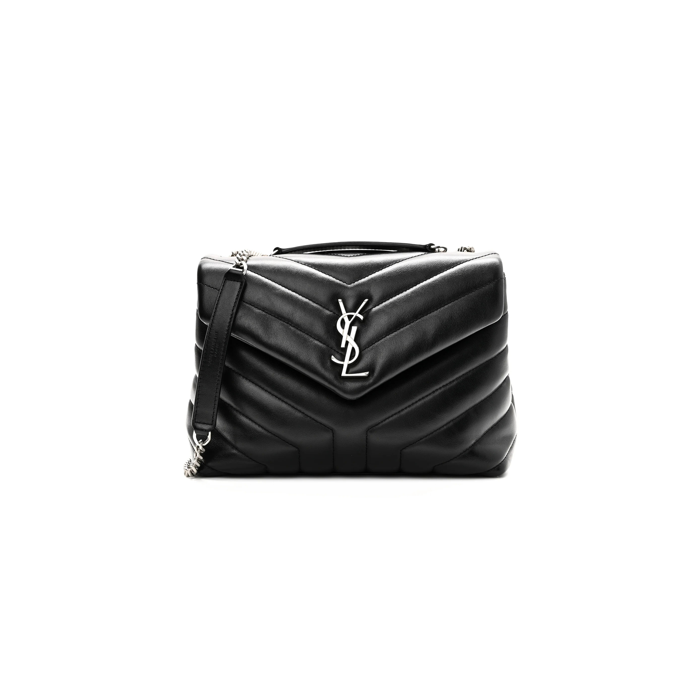 Y51 calfskin y quilted monogram small loulou chain satchel black (23*17*9cm)